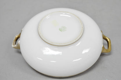 Antique Nippon Morimora Hand Painted Flowers & Ducks Coral Porcelain Bowl (A)
