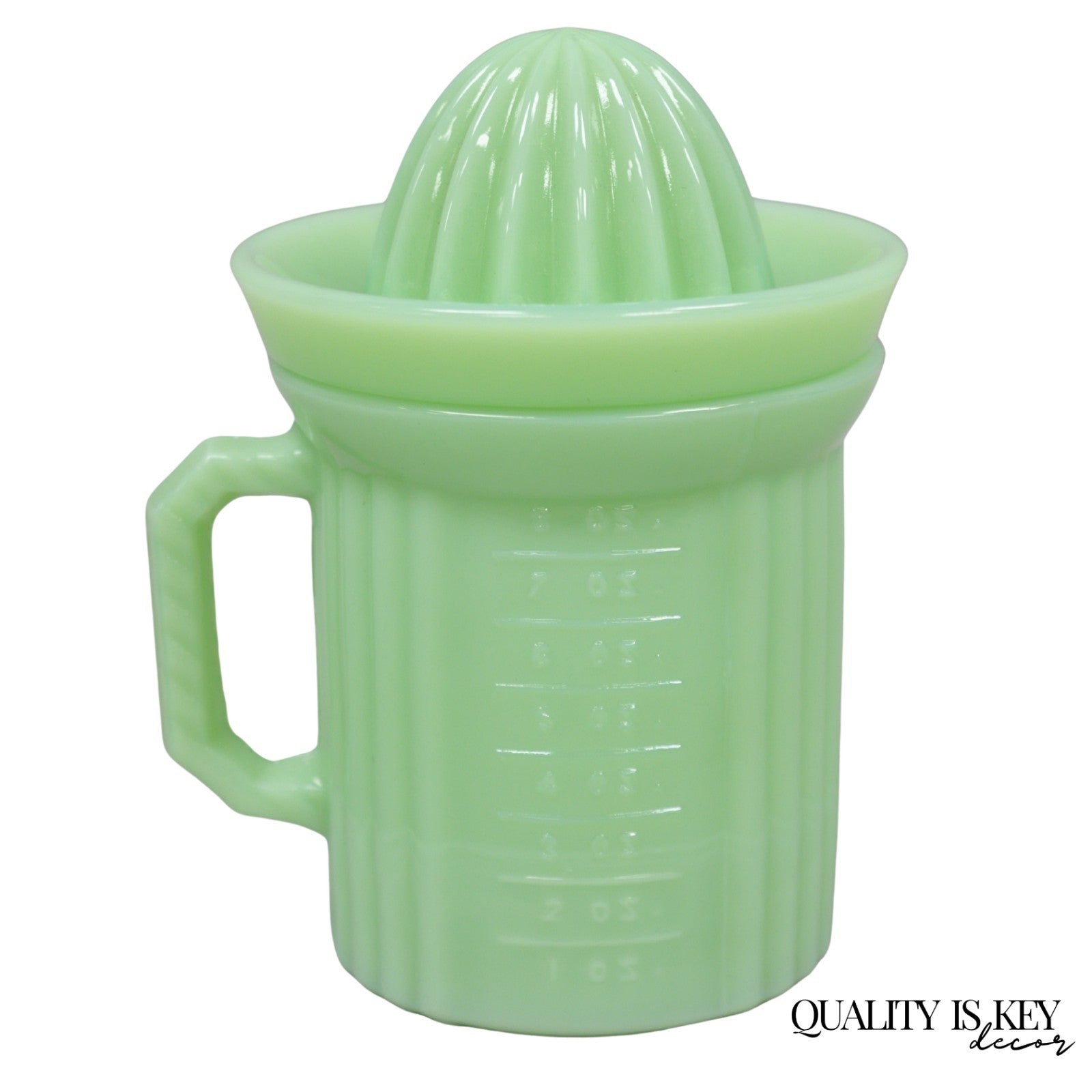 Vintage Green Jadeite Depression Glass 1 Cup Ribbed Juicer Measuring Cup