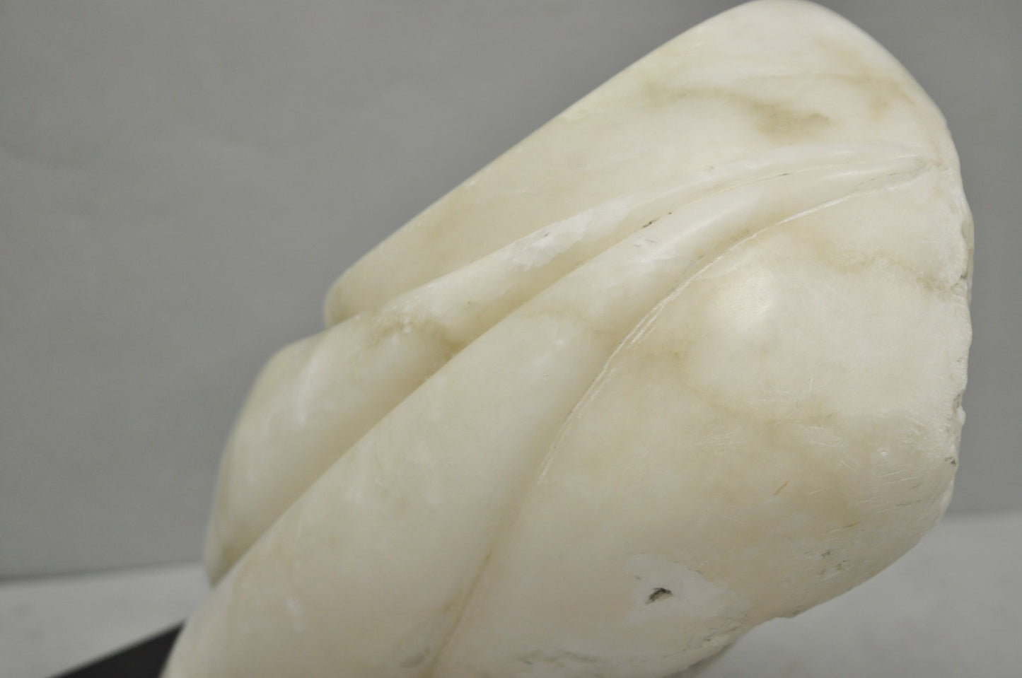 Vintage Modernist Abstract Carved Alabaster Marble Female Bust Figure Sculpture