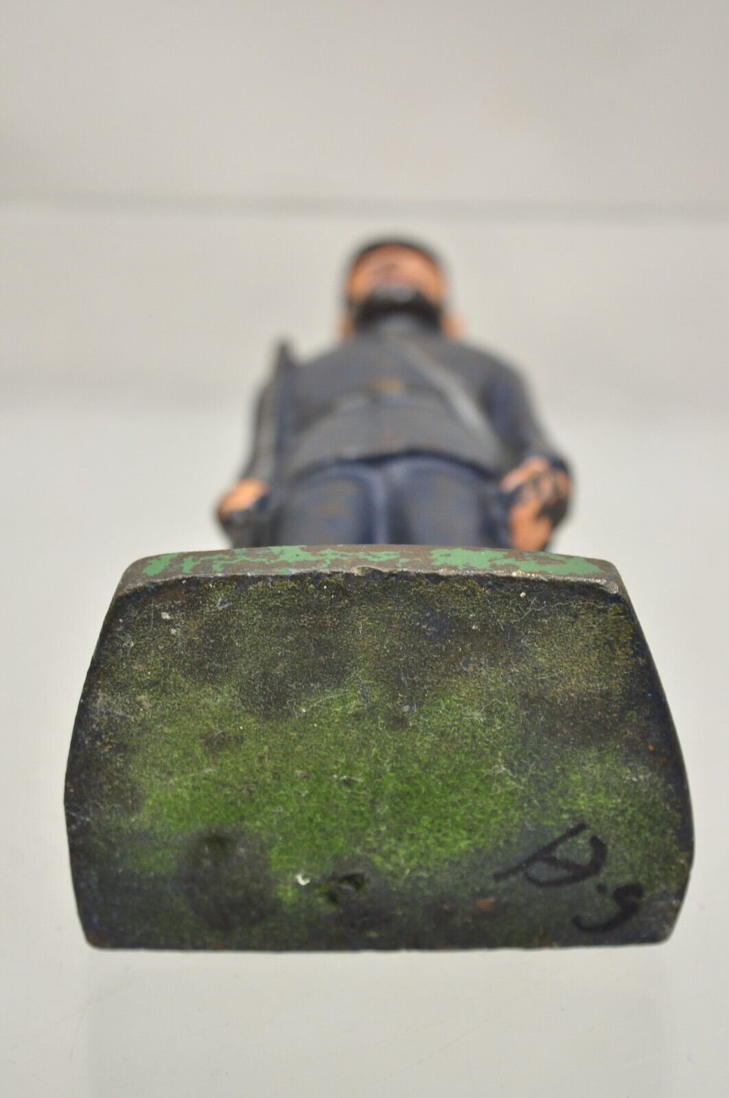 Antique Victorian Cast Iron Figural Painted Military War Solider Door Stop B