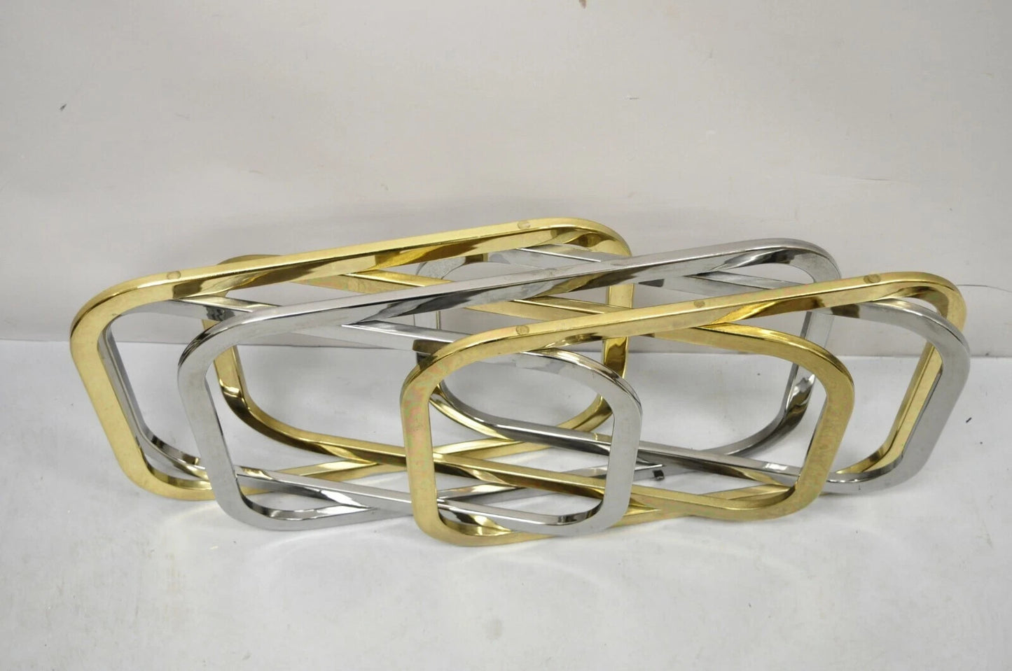 Mid Century Modern Pierre Cardin Style Brass & Chrome Glass Top Coffee Table