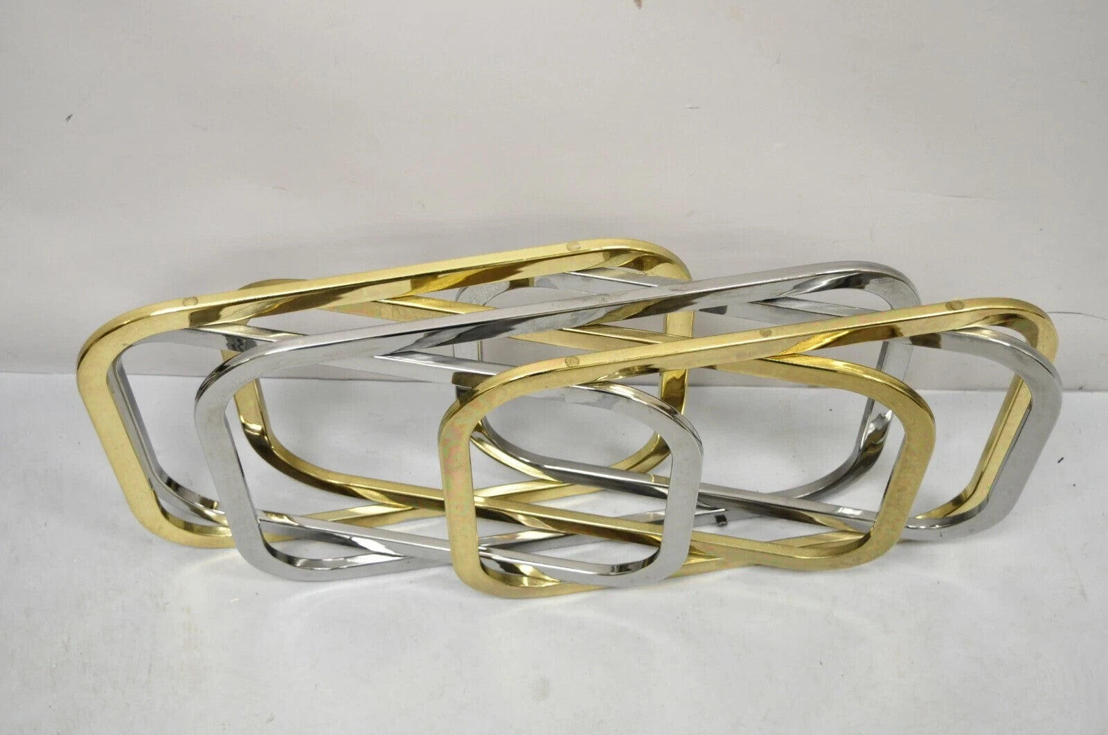 Mid Century Modern Pierre Cardin Style Brass & Chrome Glass Top Coffee Table