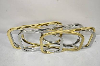 Mid Century Modern Pierre Cardin Style Brass & Chrome Glass Top Coffee Table