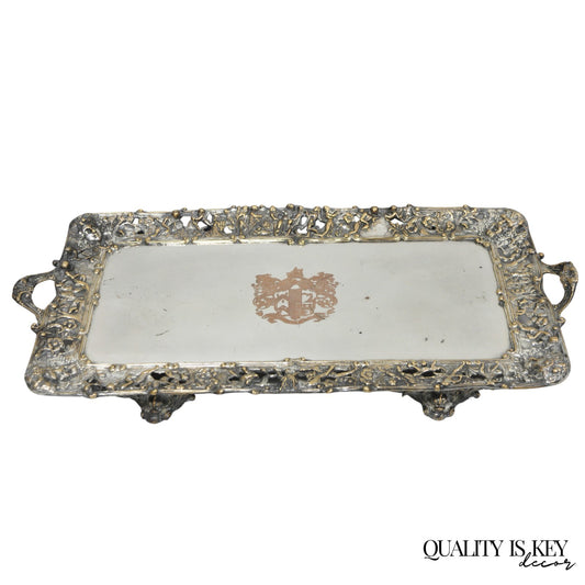 French Renaissance Bacchanal Scene Silver Plated Bacchus Figural Platter Tray