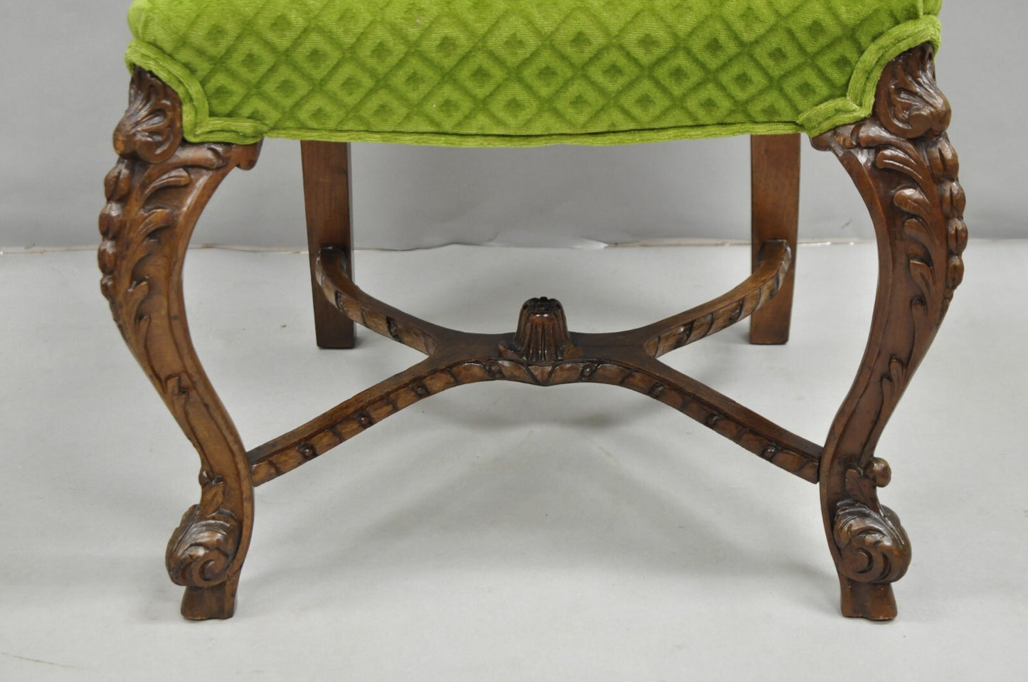 Antique French Rococo Revival Carved Walnut Dining Side Chairs - Set of 6