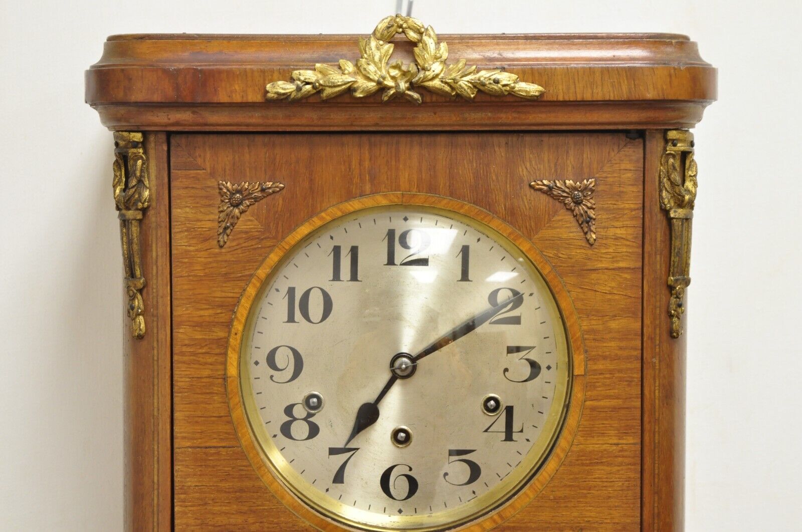 Antique German Inlaid French Style Box Wall Clock 8 Day with Westminster Chime