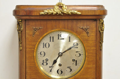 Antique German Inlaid French Style Box Wall Clock 8 Day with Westminster Chime