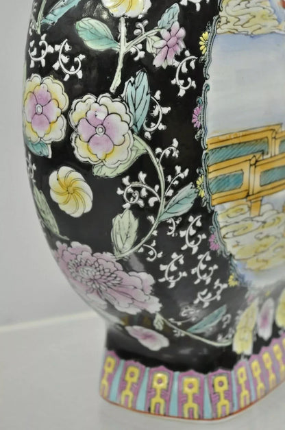 Vintage Chinese Porcelain Double Handle Large 19" Moon Flask Flower Vase
