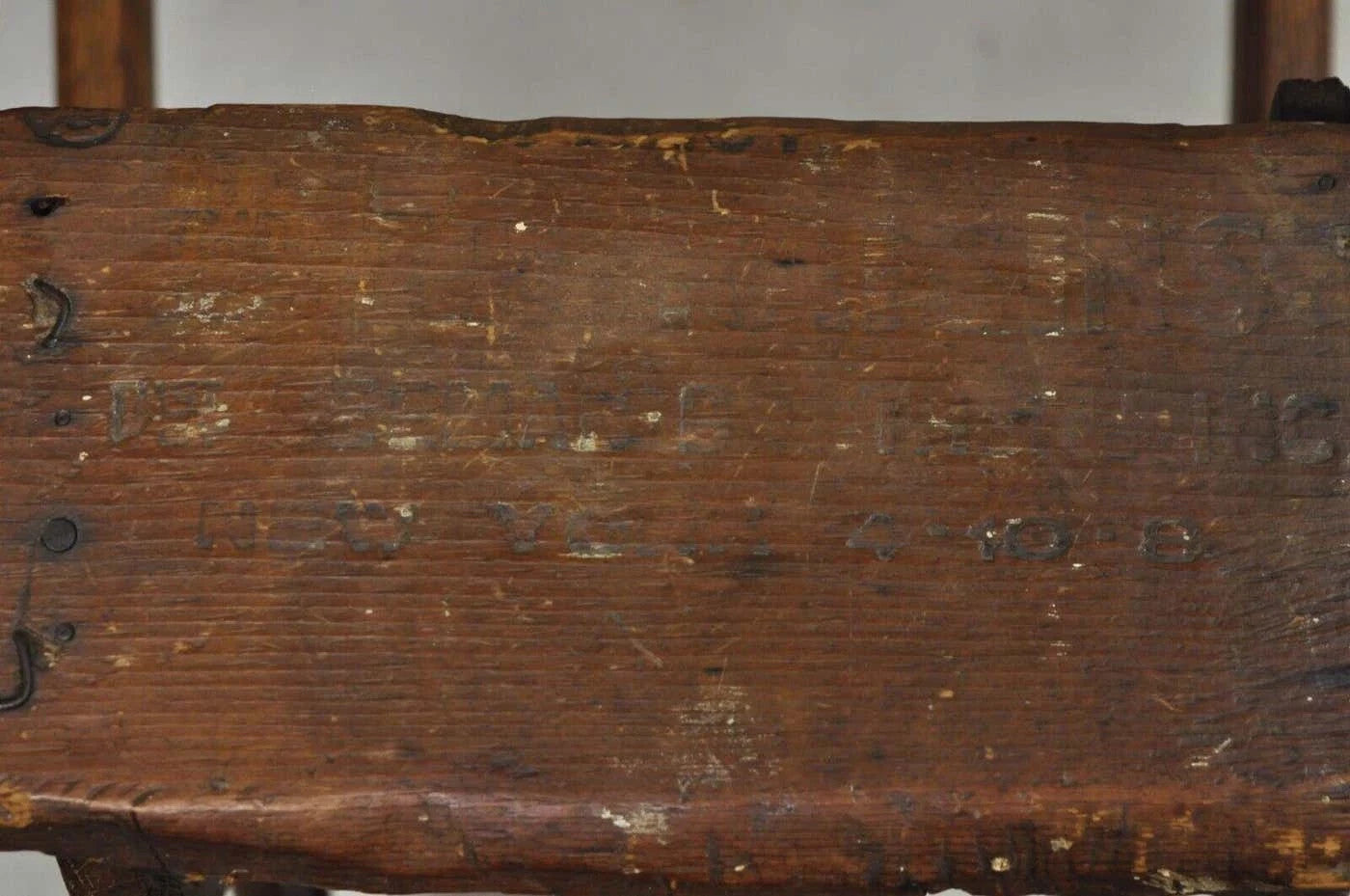 Antique French Provincial Country Oak Wood Folding Library Step Ladder