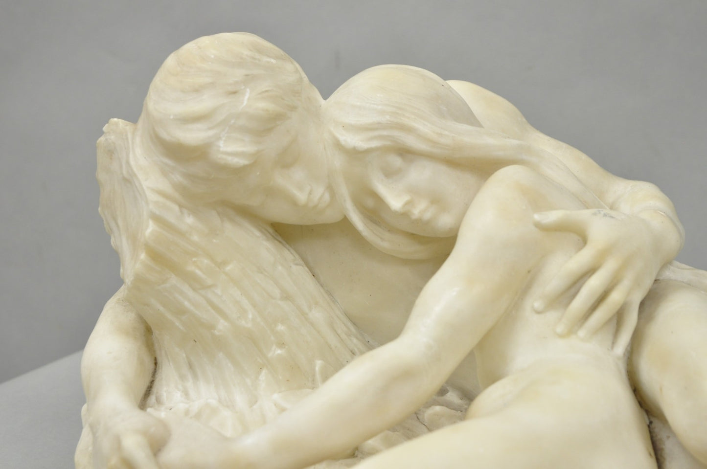 Stephan Abel Sinding (1846-1922) "Lovers Couple" Alabaster Marble Sculpture