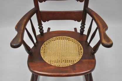 Antique Victorian Carved Mahogany Figural Eagle Cane Seat Rocker Rocking Chair
