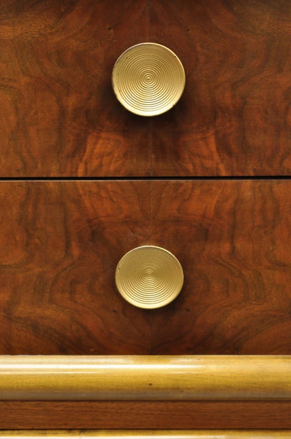 Vintage Mid Century Modern Art Deco Walnut Tall Chest Dresser by Joerns Bros