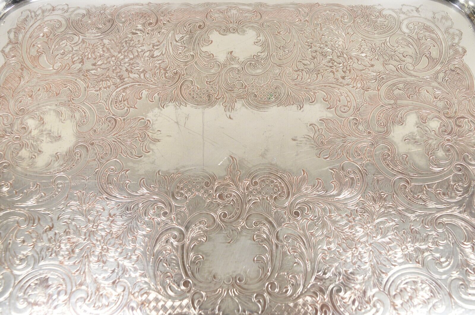 Antique English Victorian Grapevine & Cluster Twin Handle Serving Platter Tray