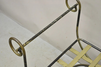 Vintage Neoclassical Style Wrought Iron Curule Savonarola X-Form Bench Chair