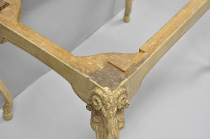 Vintage Italian Regency Rams Head Carved Hoof Foot Console Table Base