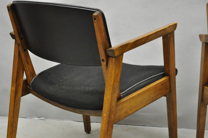 Vintage Boling Chair Co Mid Century Modern Walnut Lounge Arm Chairs (A) - Pair