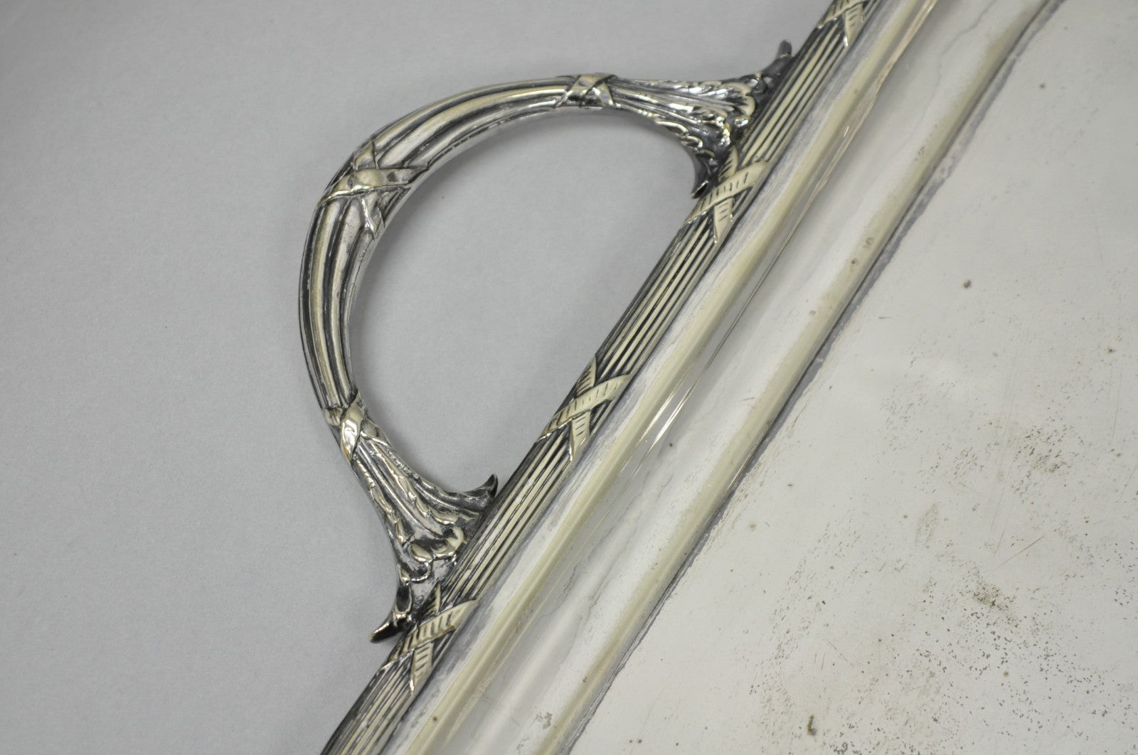Antique Waring & Gillow English Edwardian Lrg Silver Plated Serving Platter Tray