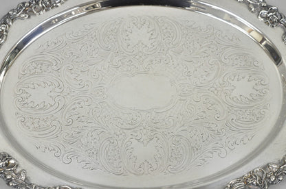 Vintage Sheffield English Victorian Oval Silver Plated Footed Bar Tray w/Handles