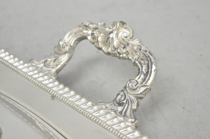 Vintage Victorian Silver Plated Meat Serving Platter Tray w/ Covered Dishes