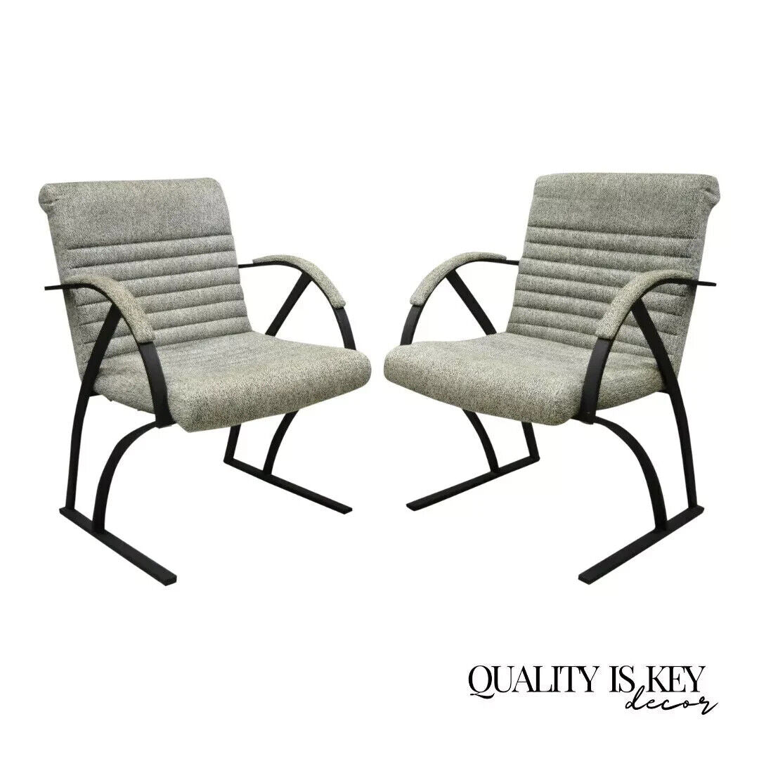 Vintage Mid Century Art Deco Metal Lounge Arm Chairs by Cal-Style (A) - a Pair