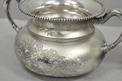 Antique EG Webster English Art Nouveau Silver Plated Repousse Tea Set - 3 Pc Set