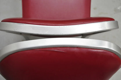 Vintage General Fireproofing GoodForm Aluminum Red Vinyl Side Chairs - a Pair