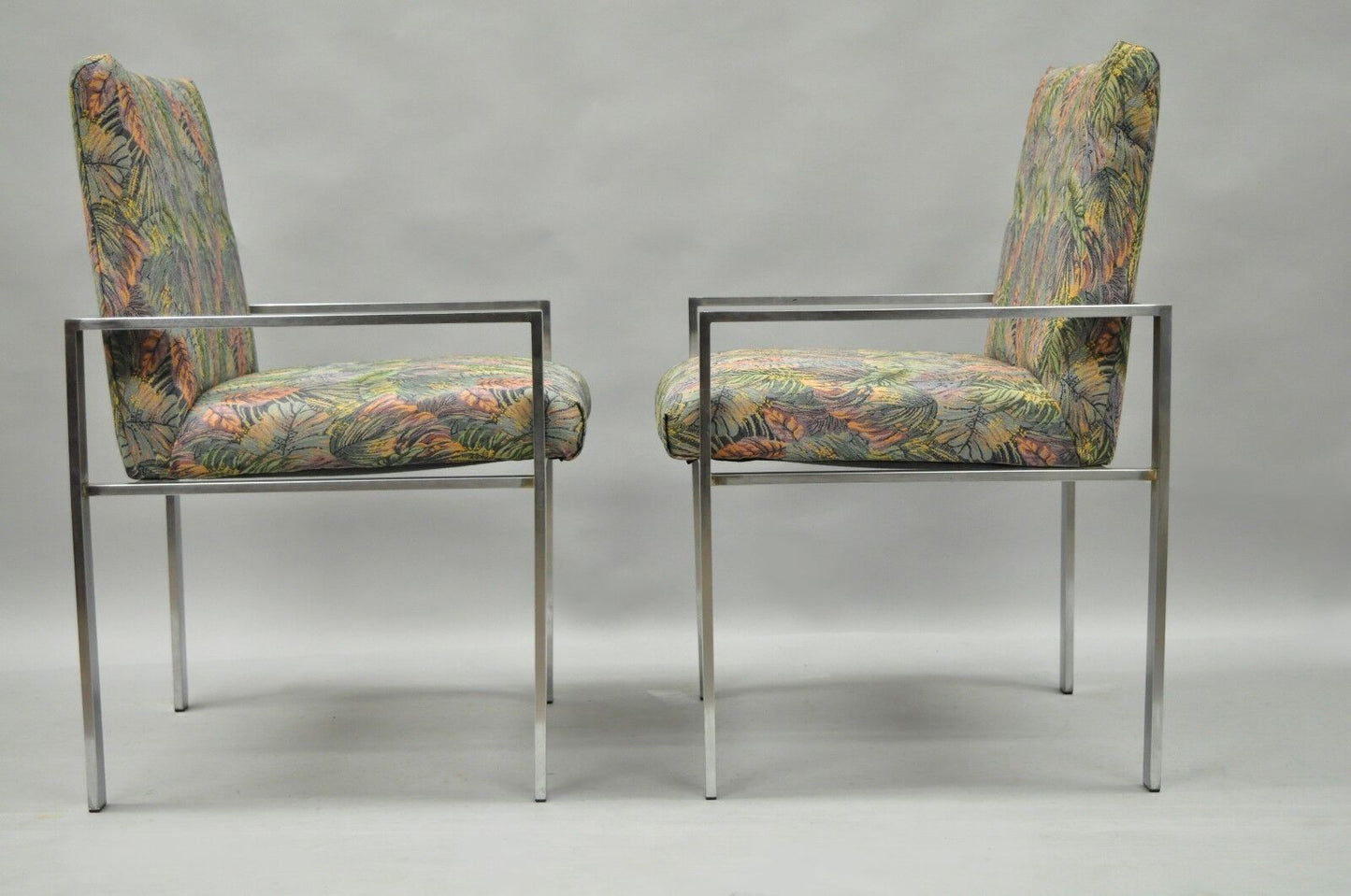 Pair Harvey Probber attr Aluminum Lounge Arm Chairs Vtg Metal Mid Century Modern