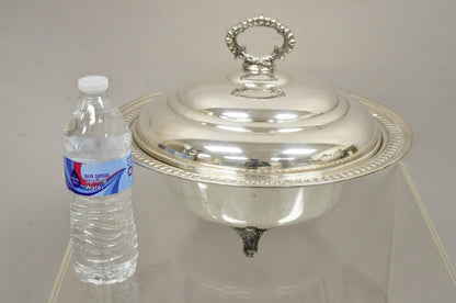 Vtg English Regency Victorian Silver Plated Lidded Vegetable Serving Dish Bowl