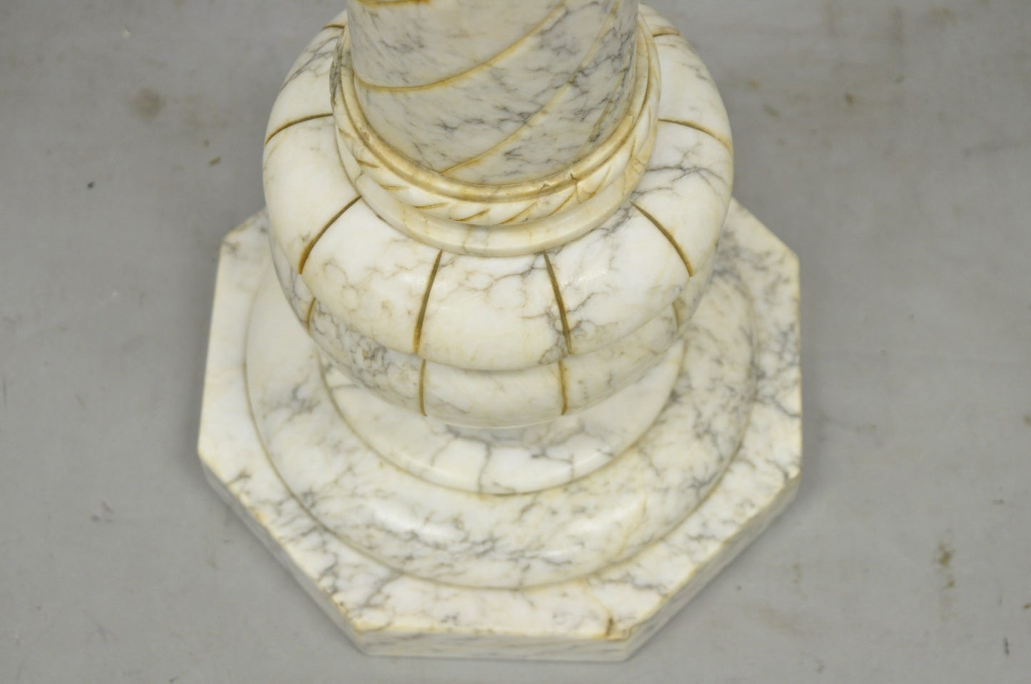 Vintage Italian Classical Carved Marble Column Form Square Top Pedestal Stand