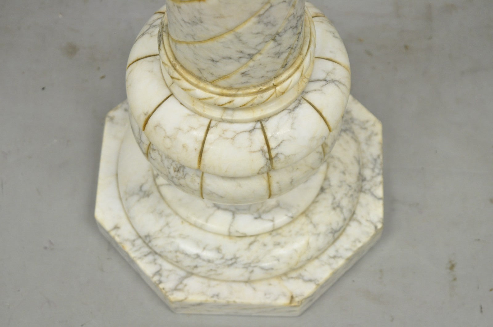 Vintage Italian Classical Carved Marble Column Form Square Top Pedestal Stand