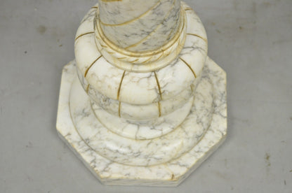 Vintage Italian Classical Carved Marble Column Form Square Top Pedestal Stand