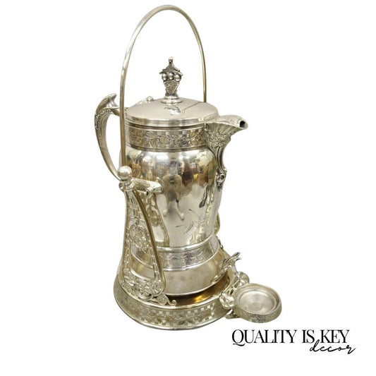 Antique Wilcox Silver Plated Victorian Ornate Tilt Stand Water Lemonade Pitcher