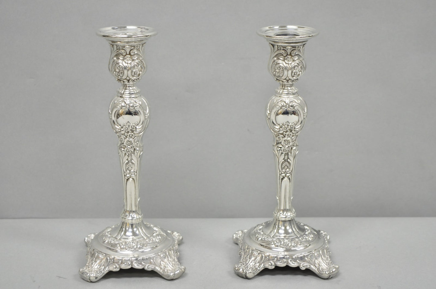 Vintage WM Rogers & Son Silver Plated 3 Arm Convertible Candelabra - a Pair