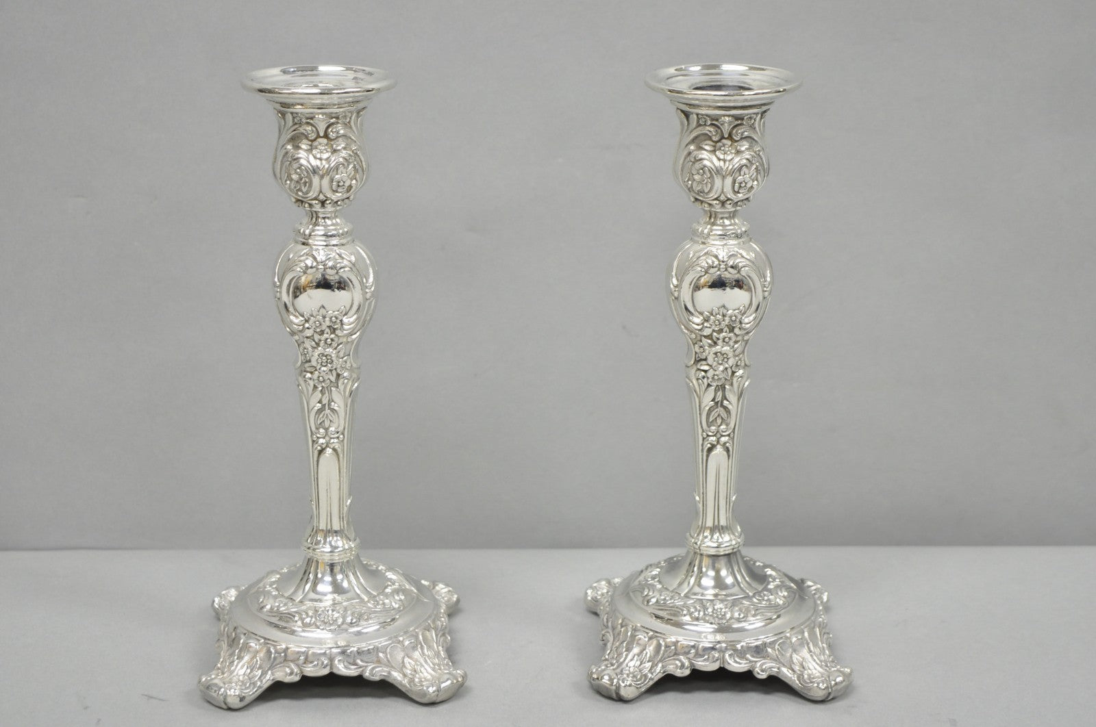 Vintage WM Rogers & Son Silver Plated 3 Arm Convertible Candelabra - a Pair