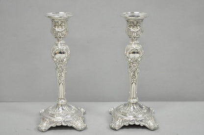 Vintage WM Rogers & Son Silver Plated 3 Arm Convertible Candelabra - a Pair