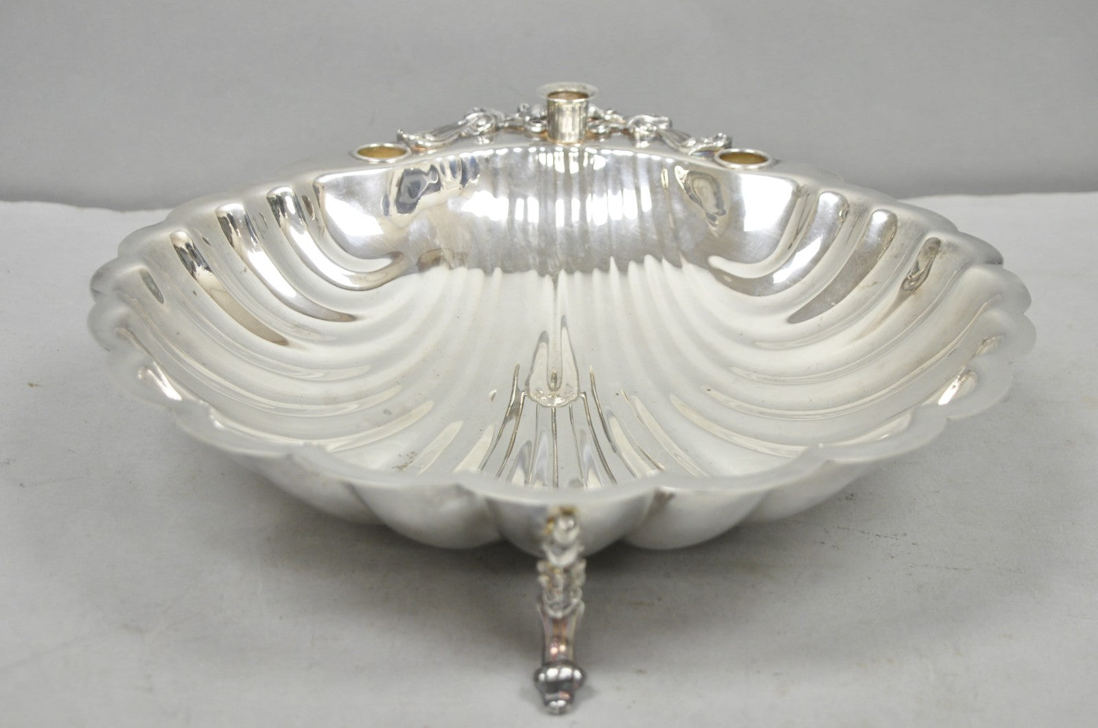 Vintage Sheffield Silver Co. Clam Shell Silver Plated Footed Serving Dish