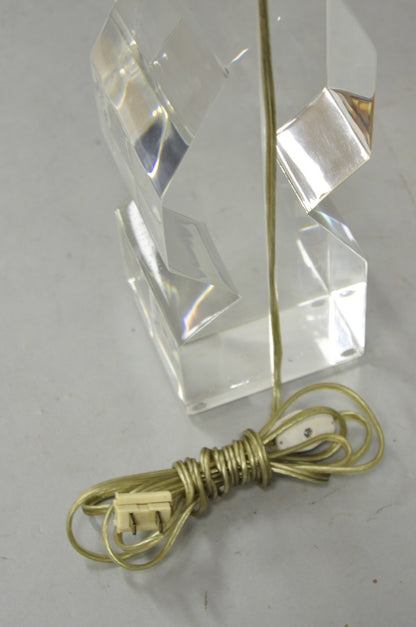 Vintage Les Prismatiques Mid Century Modern Lucite Zig Zag Table Lamp, Signed