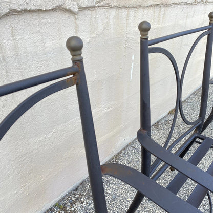 Neoclassical Regency Aluminum & Steel Metal Outdoor Patio Arm Chair - Set of 4