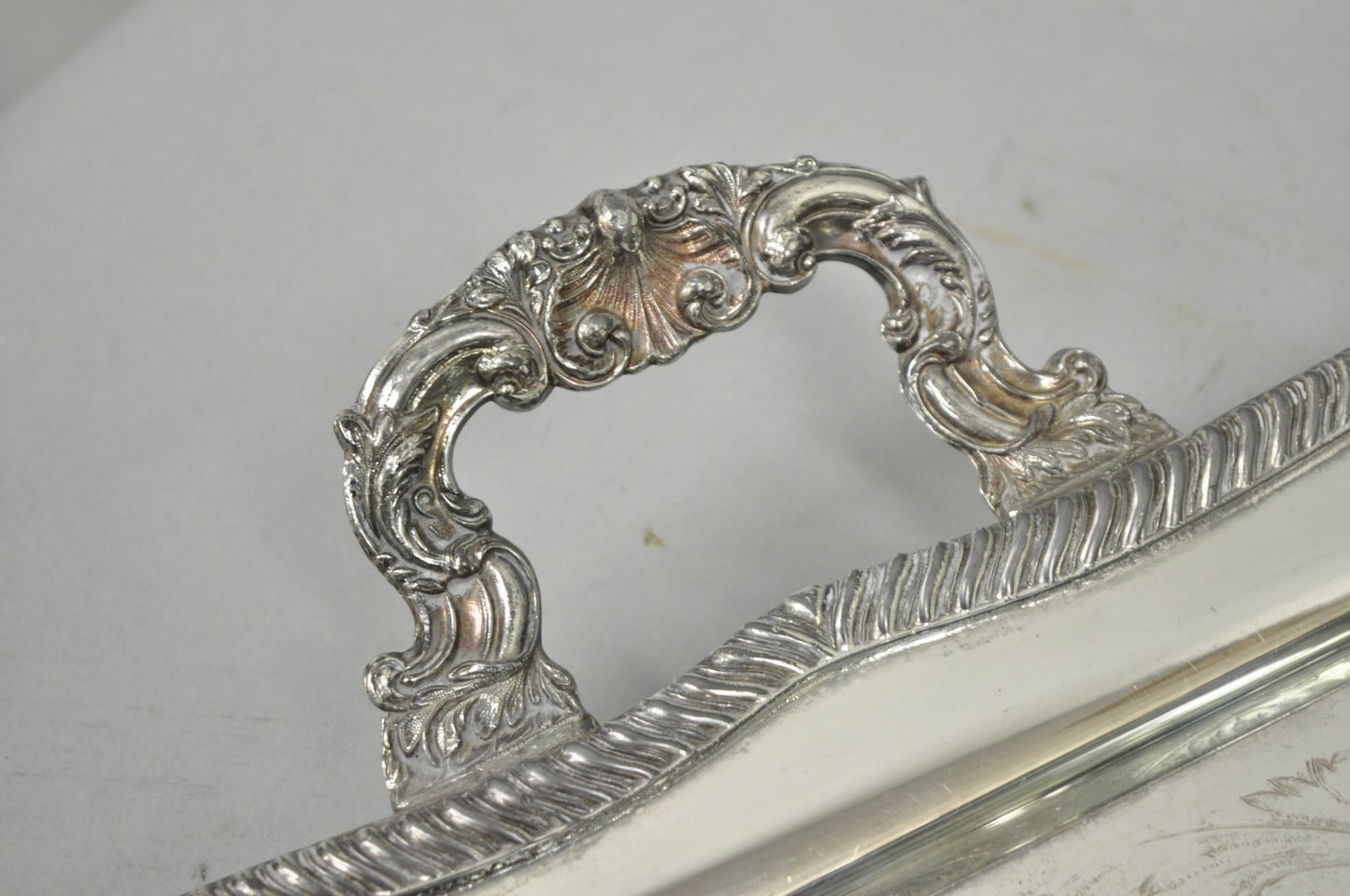 Vintage English Sheffield Victorian Silver Plated Twin Handle Bar Serving Tray