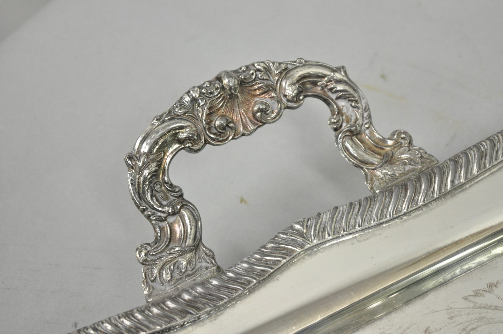 Vintage English Sheffield Victorian Silver Plated Twin Handle Bar Serving Tray