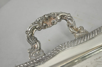 Vintage English Sheffield Victorian Silver Plated Twin Handle Bar Serving Tray