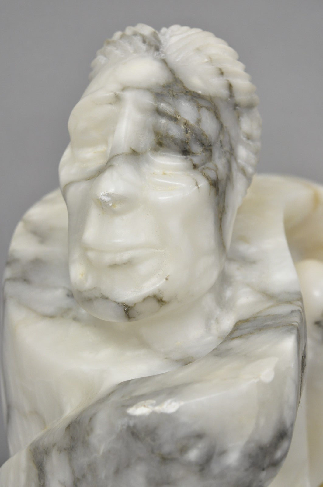 Vintage Seymour Shuren Modern Carved Alabaster Native American Figure Sculpture