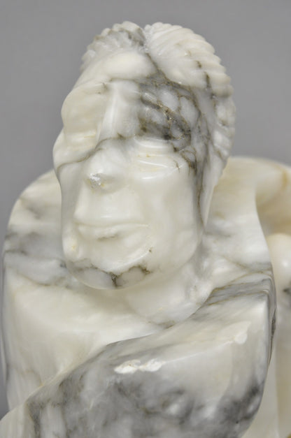 Vintage Seymour Shuren Modern Carved Alabaster Native American Figure Sculpture