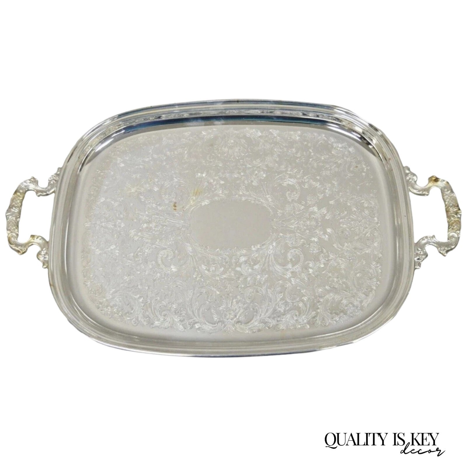 Vintage Eales 1779 Silver Plated 22" Footed Twin Handle Bar Tray Platter