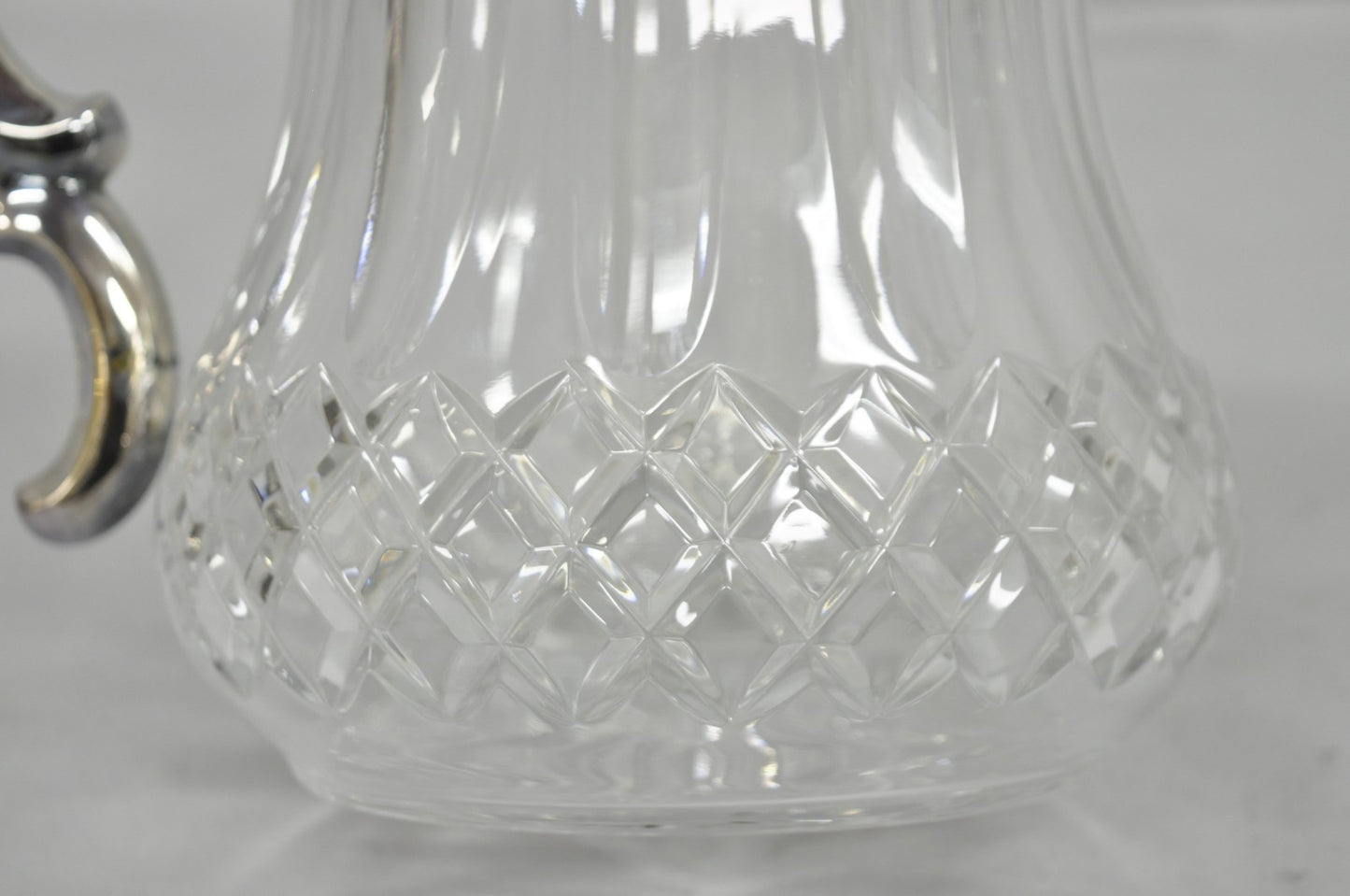 Antique Victorian German Silver Plated Cut Crystal Glass Lemonade Water Pitcher