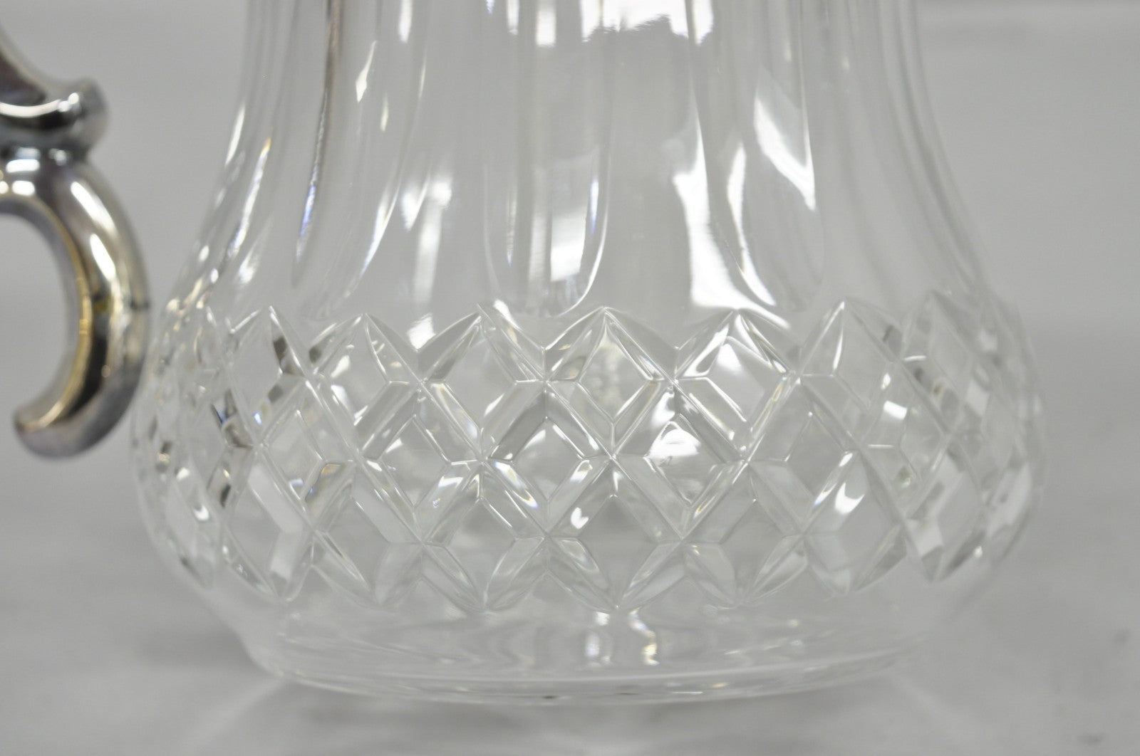 Antique Victorian German Silver Plated Cut Crystal Glass Lemonade Water Pitcher