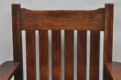 Antique Stickley & Brandt Mission Oak Arts & Crafts Arm Chair with Drop Seat