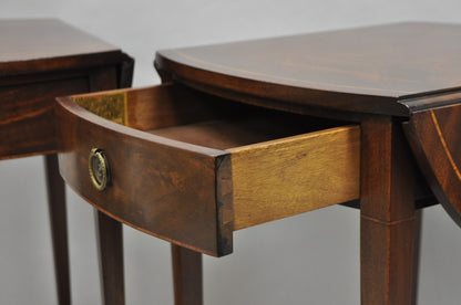 Vintage Beacon Hill Federal Small Mahogany Dropleaf Pembroke End Tables - a Pair
