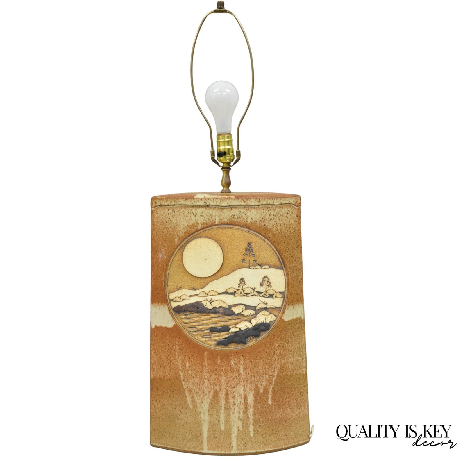 Vintage Rick Schlag Studio Orange Terracotta Pottery Southwestern Table Lamp