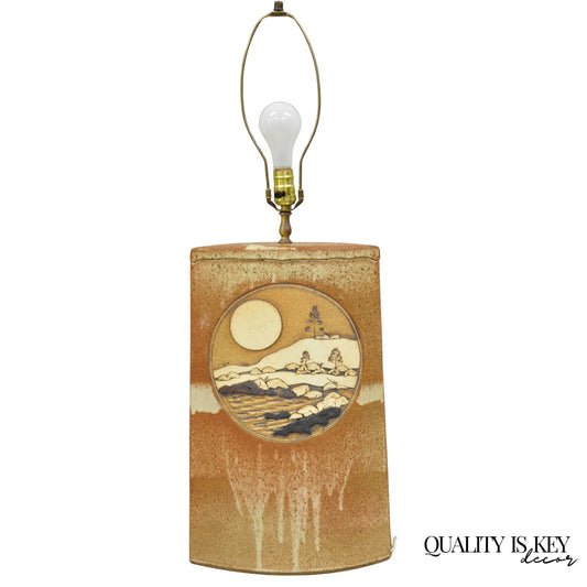 Vintage Rick Schlag Studio Orange Terracotta Pottery Southwestern Table Lamp